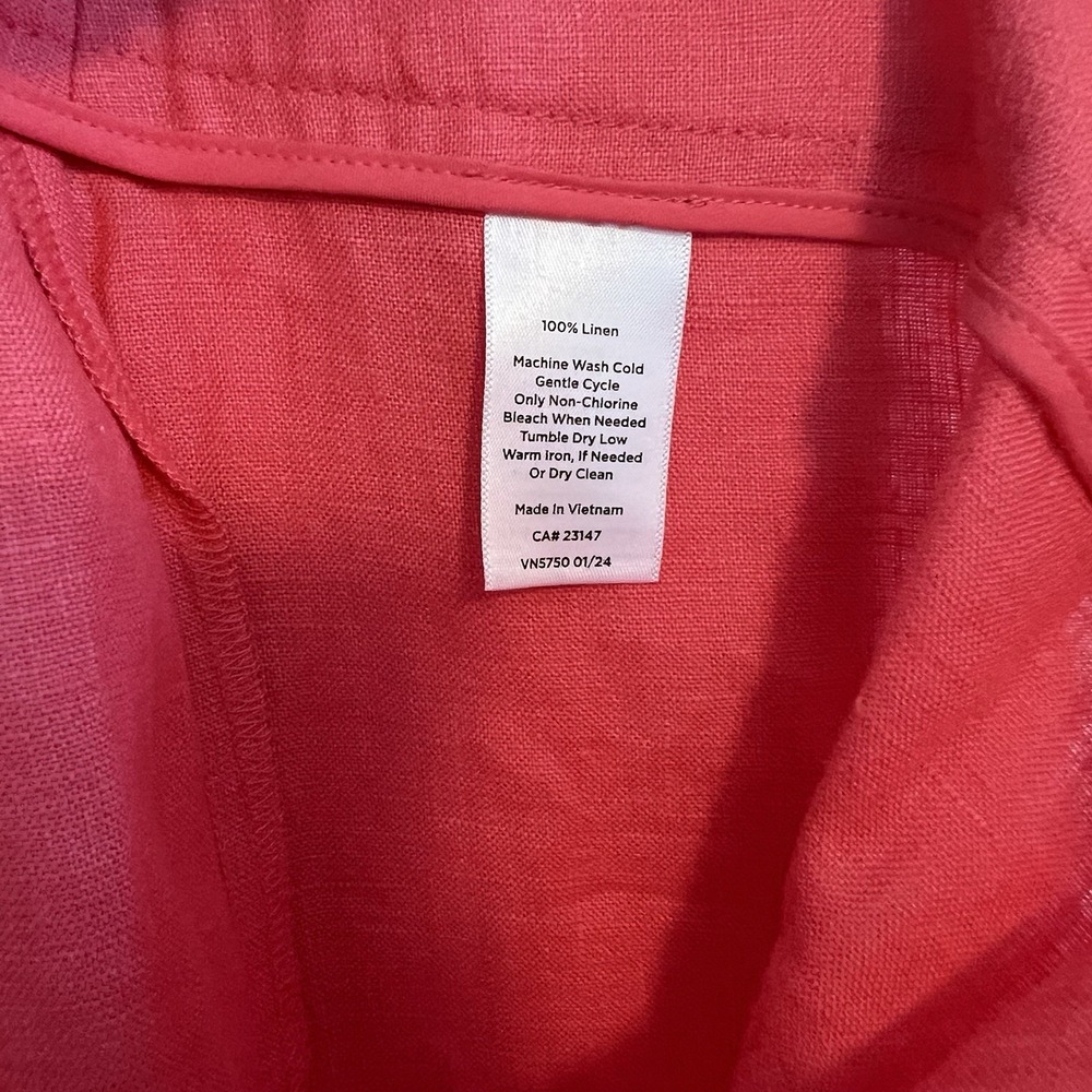Talbots Pants Womens Size 16W Pink Coral Wide Leg 100% Linen Plus - Picture 8 of 12